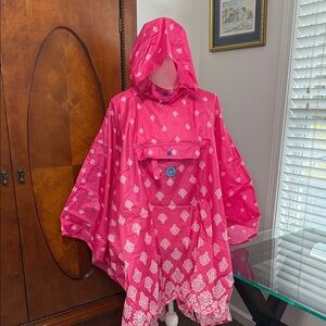 Joules Pink Poncho with Blue Accents